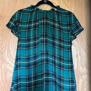 Green Plaid Short Sleeve Top